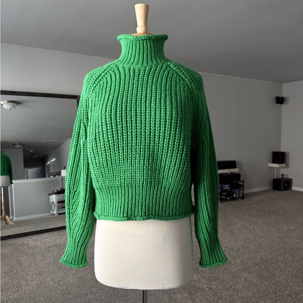 H&M Vibrant Green Cowl Neck Sweater